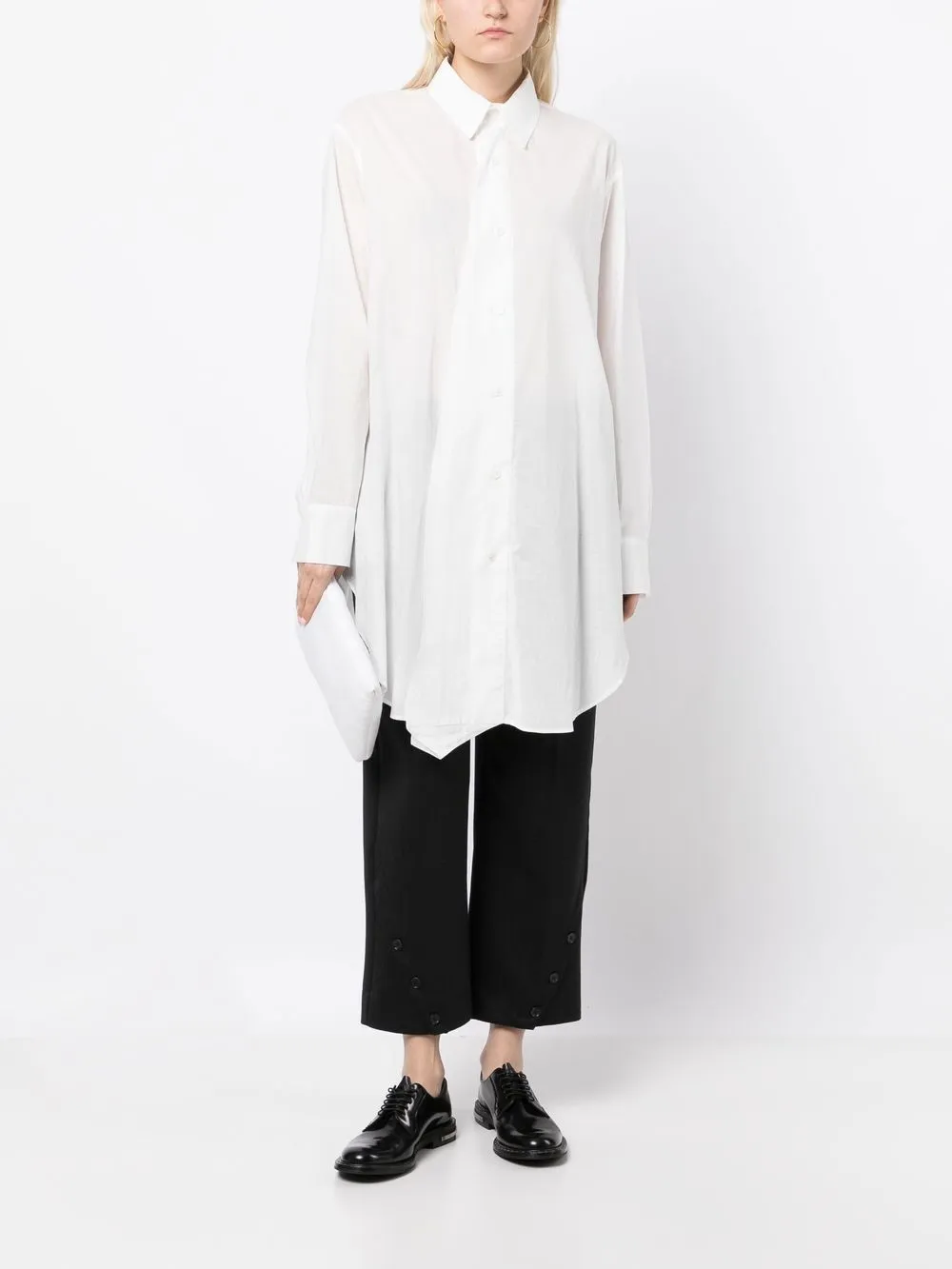 

Yohji Yamamoto long-sleeved asymmetric shirt - White