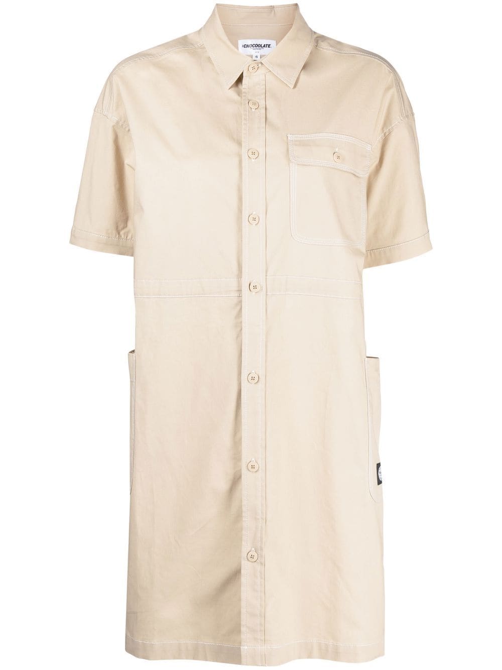Chocoolate Short-sleeve Shirt Dress In Brown