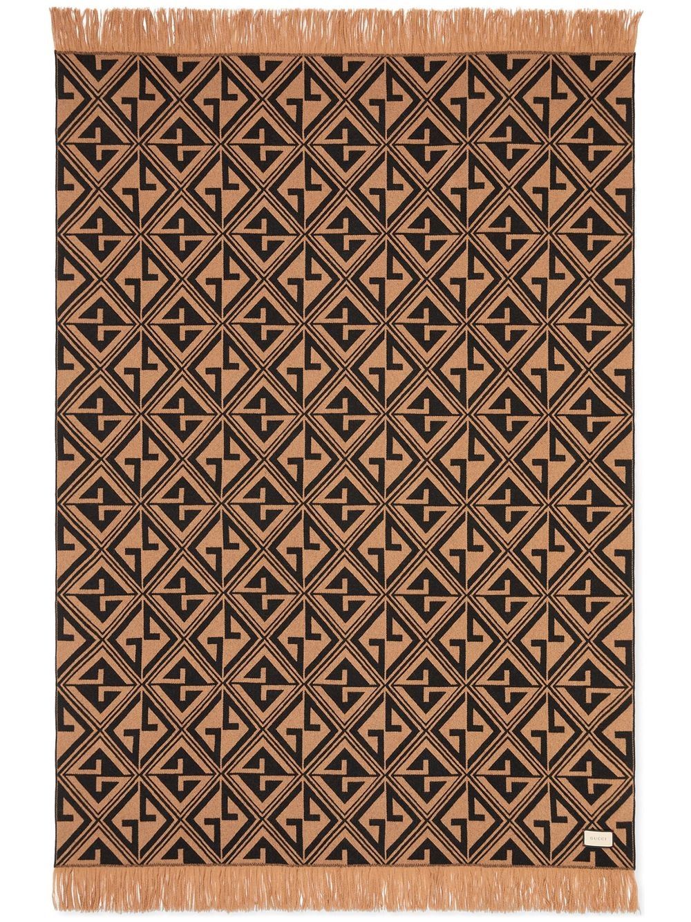 Shop Gucci G Rombus Jacquard Blanket In Brown