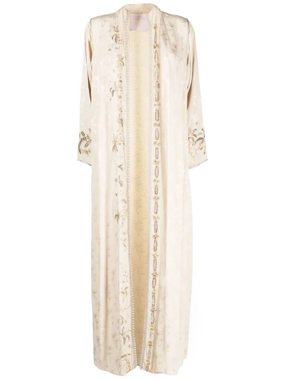 

SHATHA ESSA embroidered-trim long-sleeve maxi dress - White