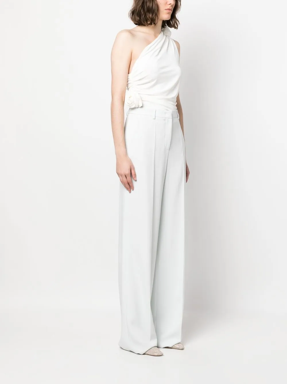 Giorgio Armani Straight-leg Viscose Cady Trousers In Grey