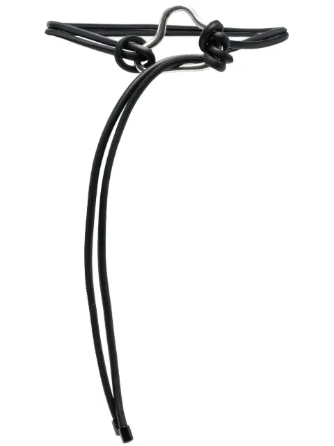 Closed tied-strap leather belt