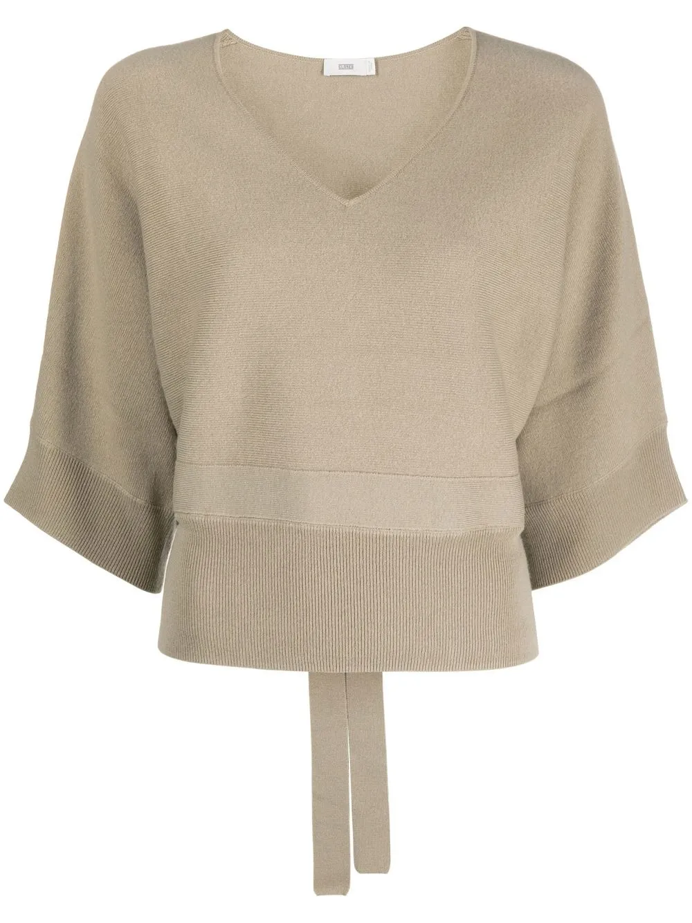 

Closed short-sleeved V-neck jumper - Neutrals