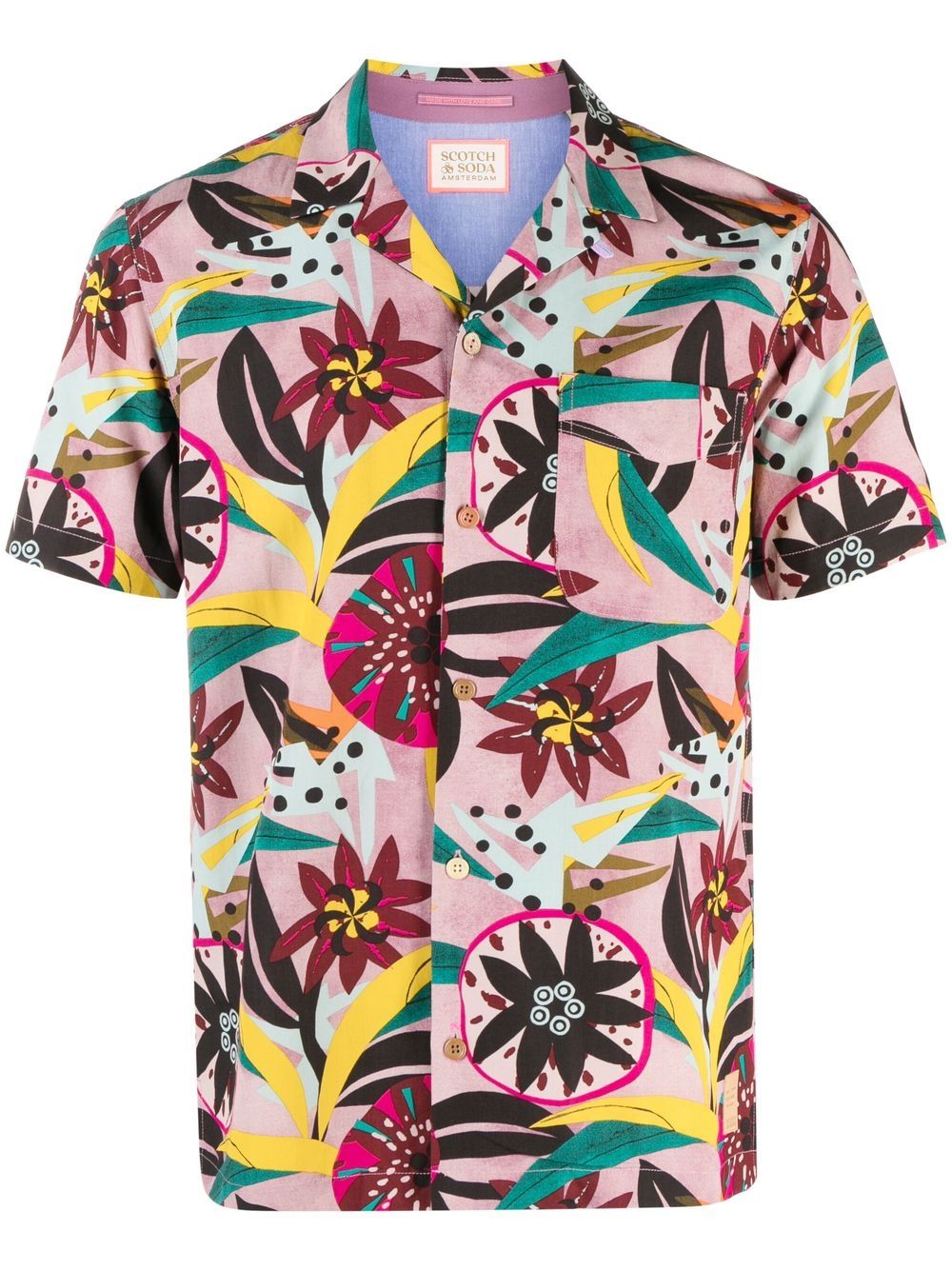 

Scotch & Soda abstract-pattern Cuban shirt - Pink