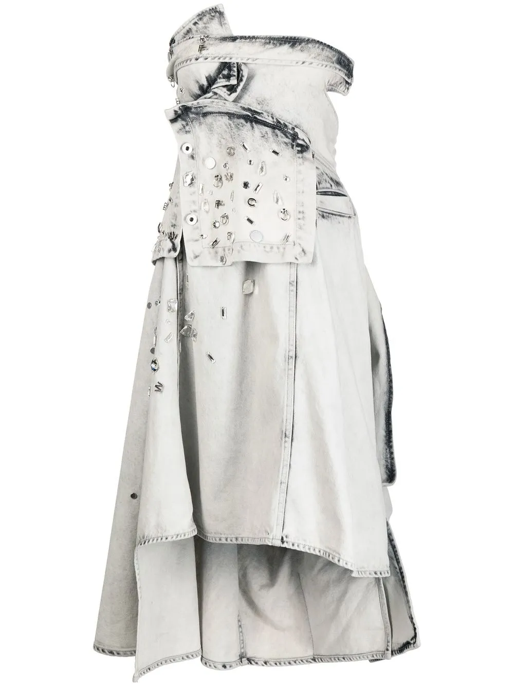 Feng Chen Wang Crystal-embellished Midi Dress In Grey