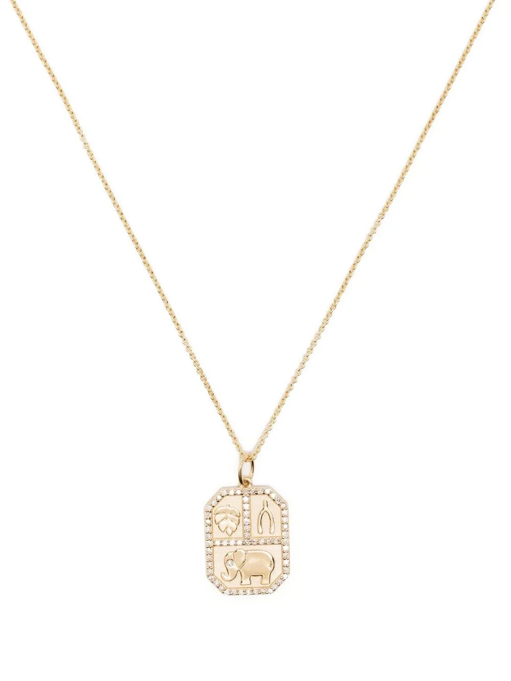 

Sydney Evan Rectangle Icon charm necklace - Gold