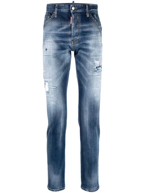 distressed straight-leg jeans