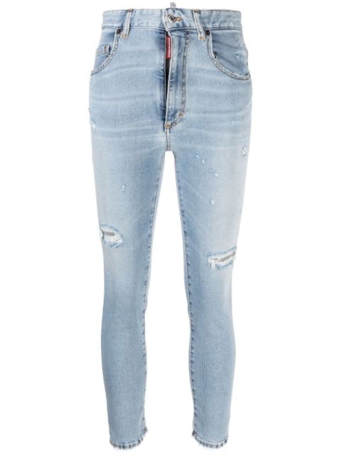 DSQUARED2 logo-tag distressed skinny jeans Women