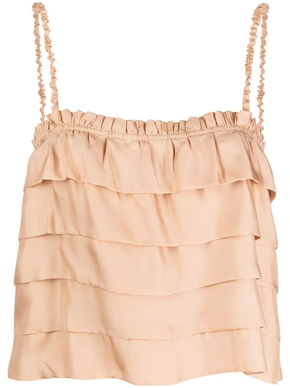 

Ulla Johnson tiered satin-effect top - Neutrals