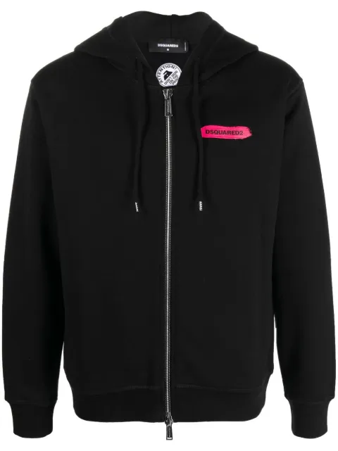 logo-print zip hoodie