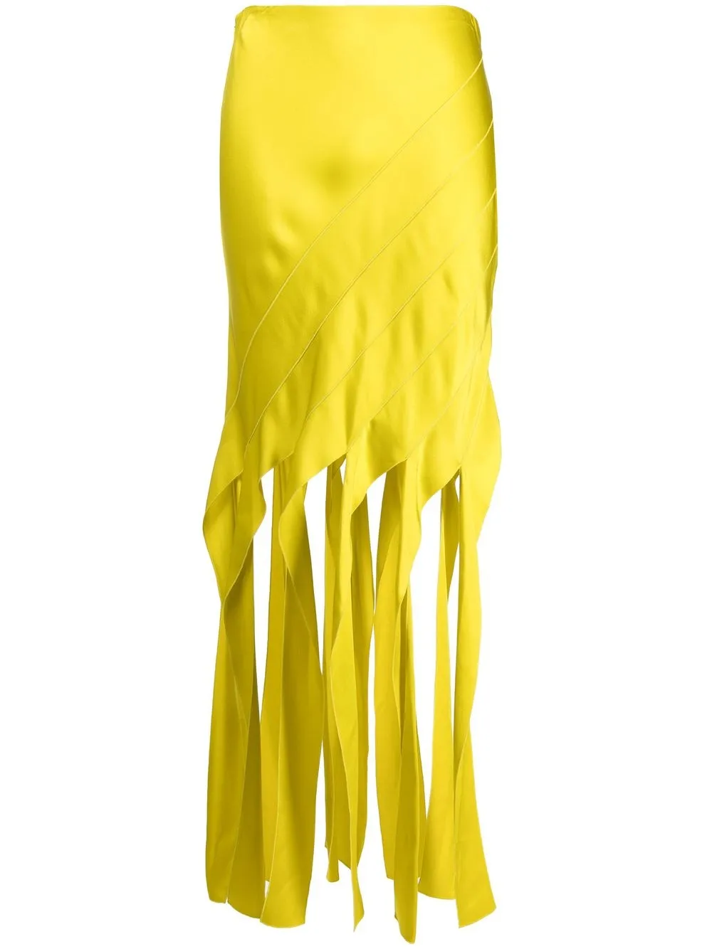 

Stella McCartney falda satinada con flecos - Amarillo