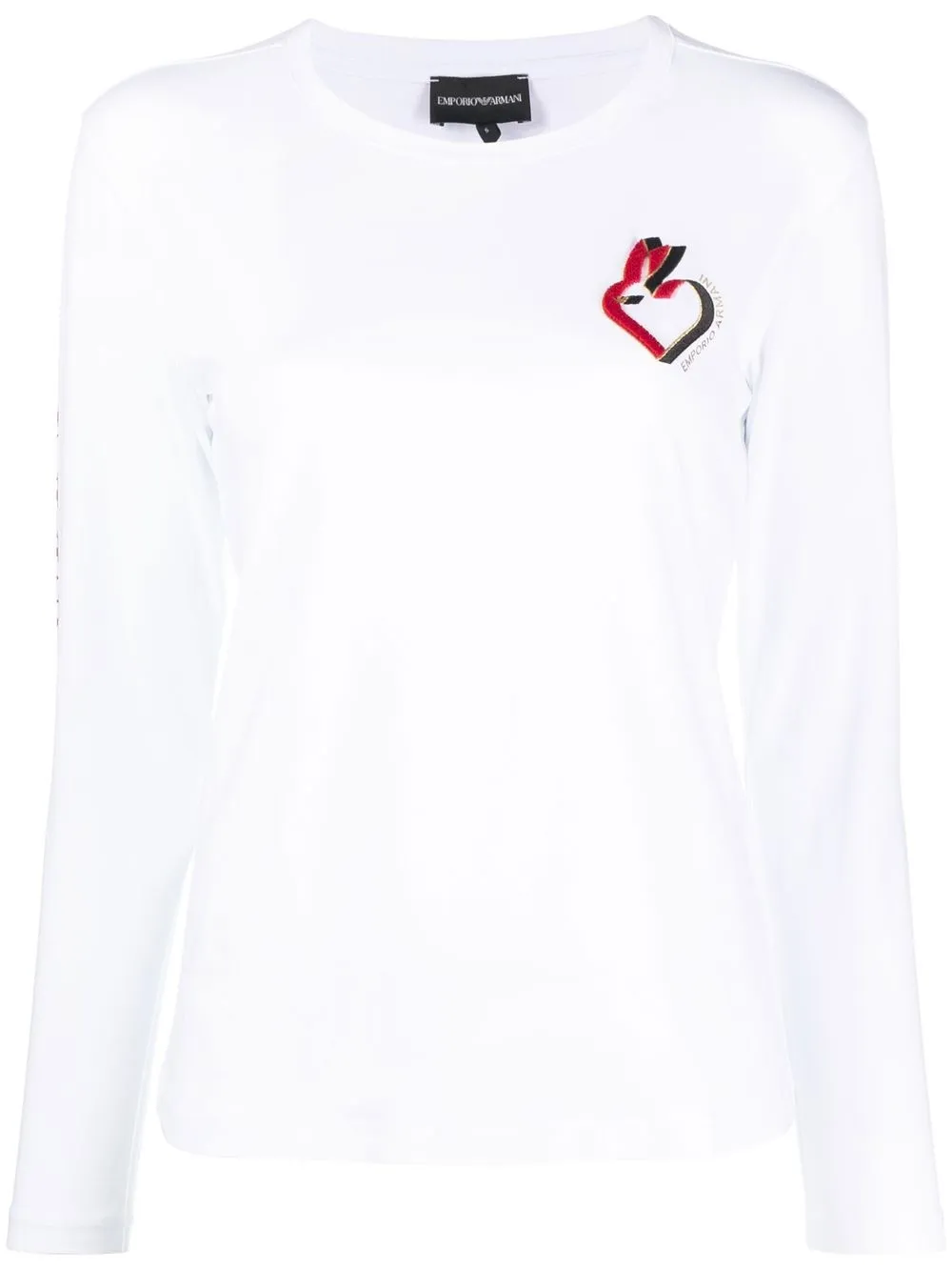 

Emporio Armani playera manga larga con logo estampado - Blanco