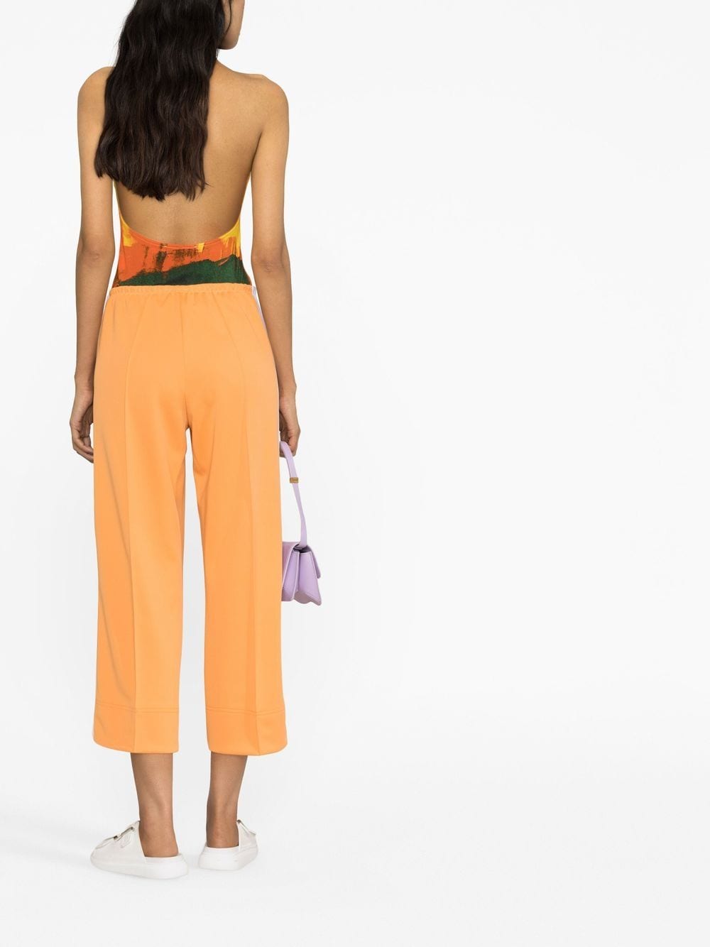 Shop Palm Angels Side-stripe Cropped Track Pants In Orange