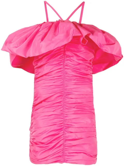 MSGM ruched halter mini dress