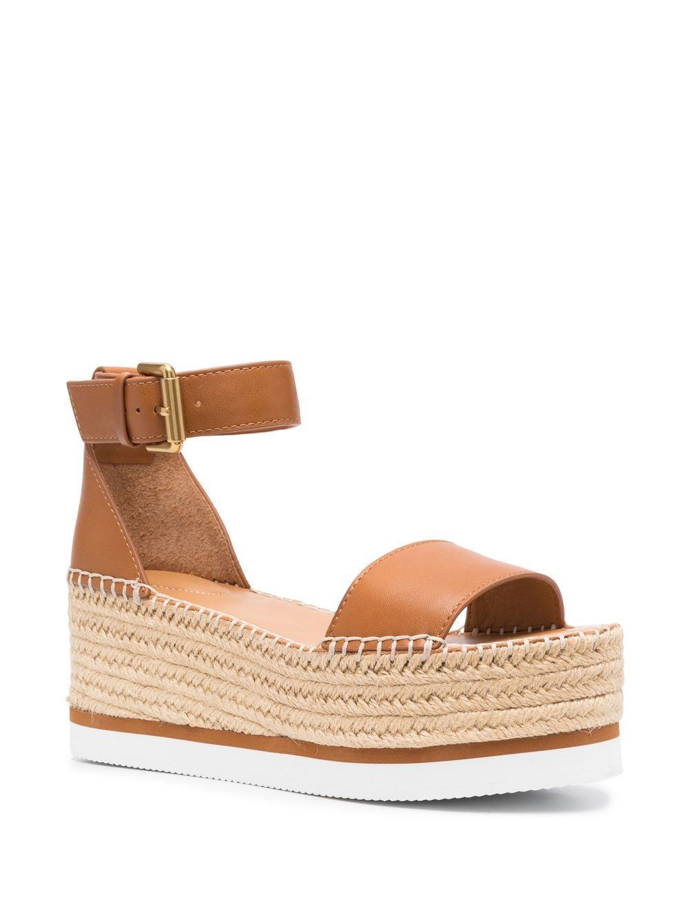 See by Chloé Glyn raffia sandalen met plateauzool - Bruin