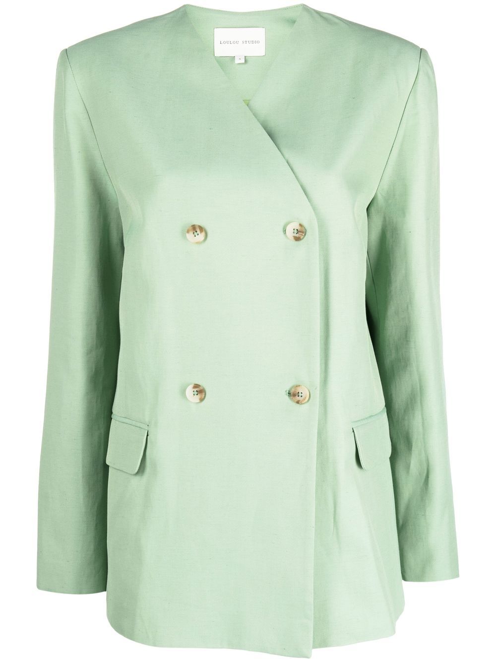 Loulou Studio Double-breasted Blazer In Green