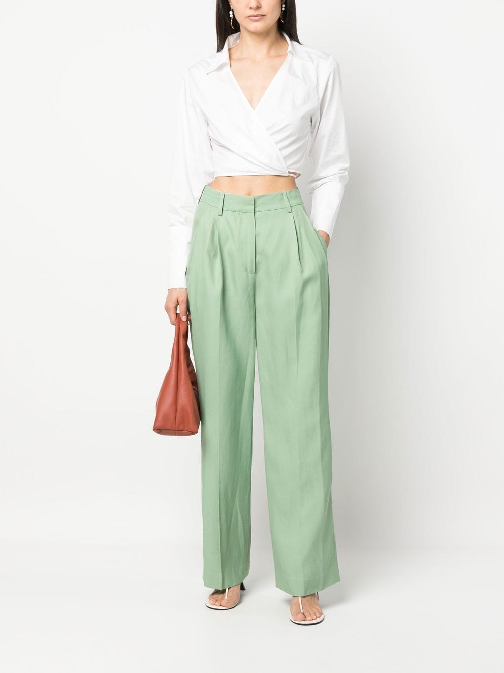 Shop Loulou Studio Straight-leg Tailored Trousers In Green