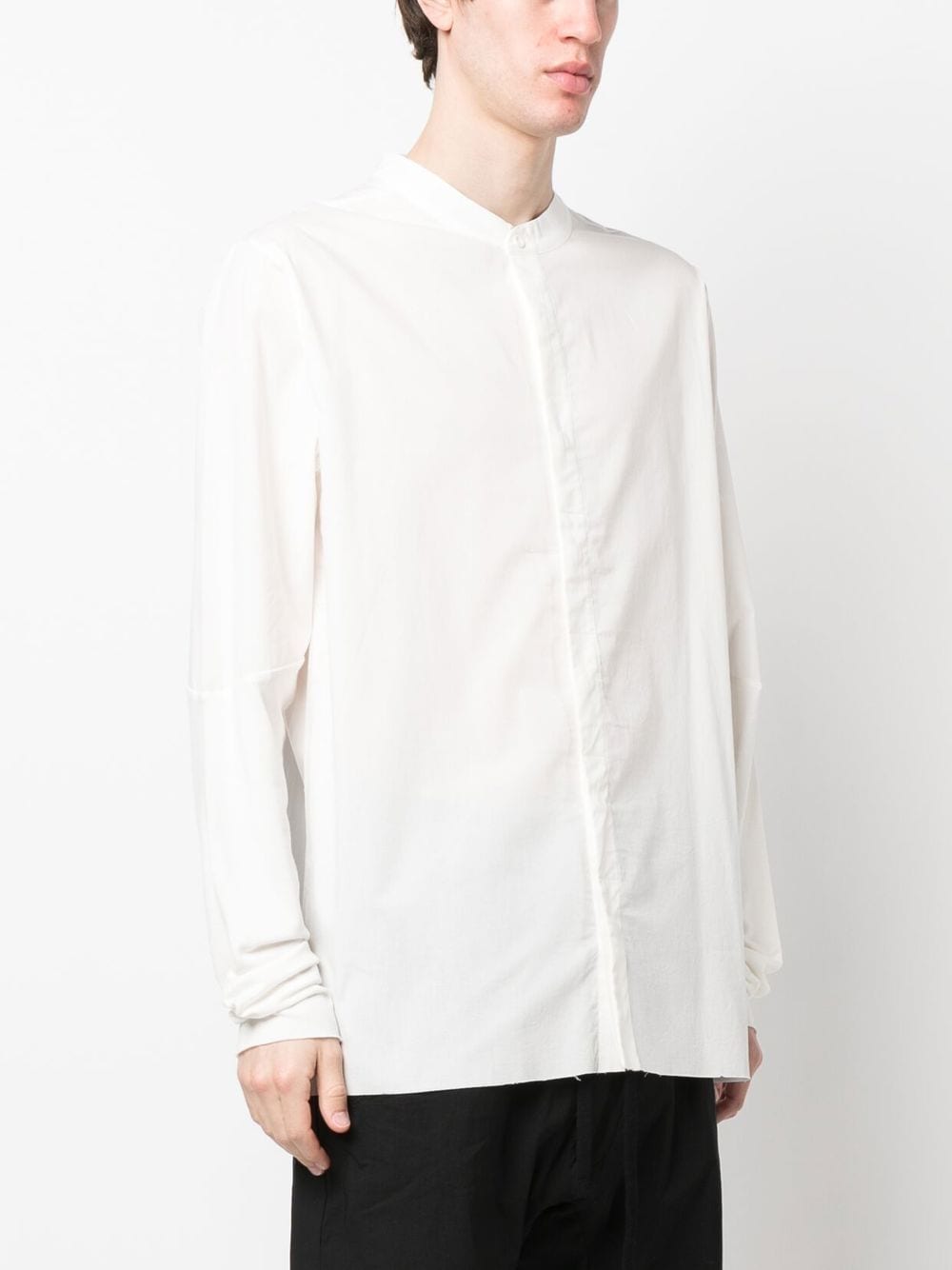 Shop Thom Krom Band-collar Contrast-stich Shirt In Weiss