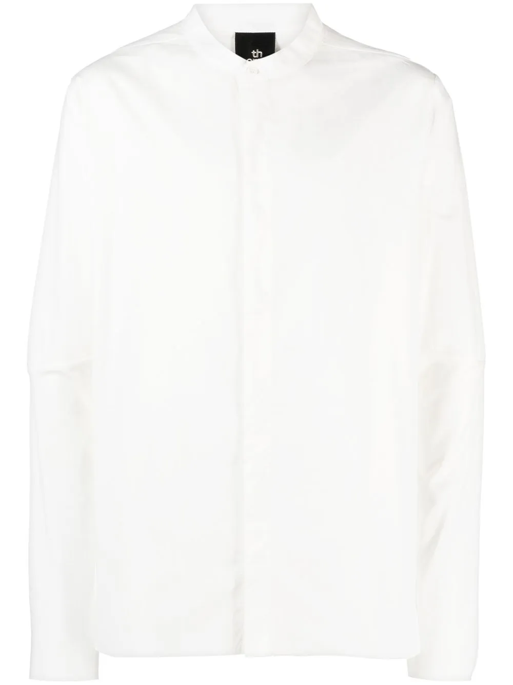 Shop Thom Krom Band-collar Contrast-stich Shirt In Weiss