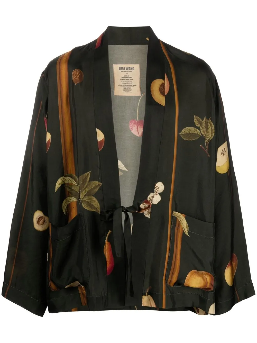 

Uma Wang graphic-print front-tie jacket - Green