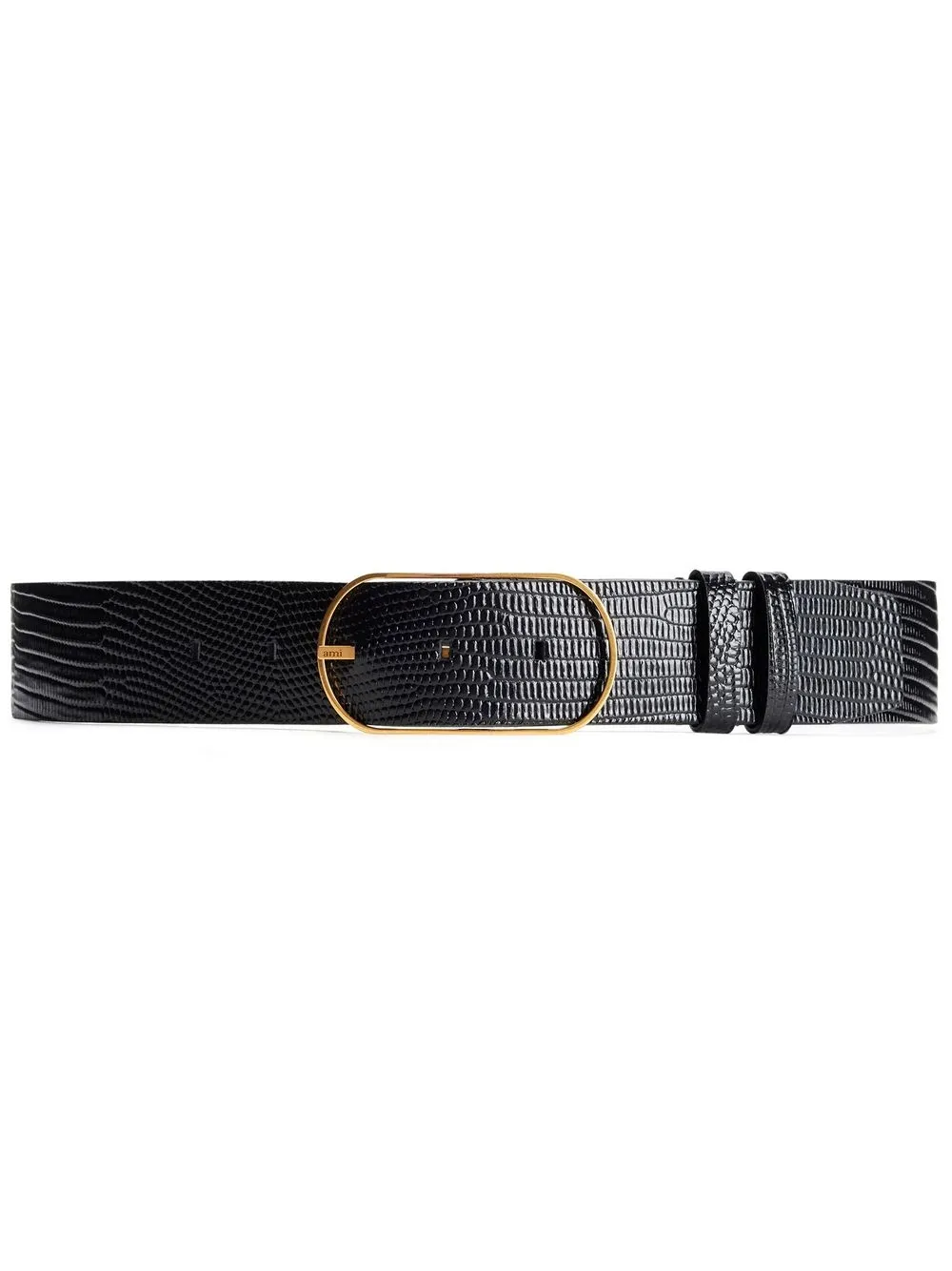 AMI Paris lizard-embossed-leather belt - Black