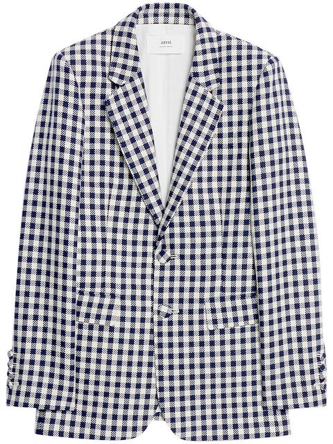 AMI Paris gingham single-breasted blazer