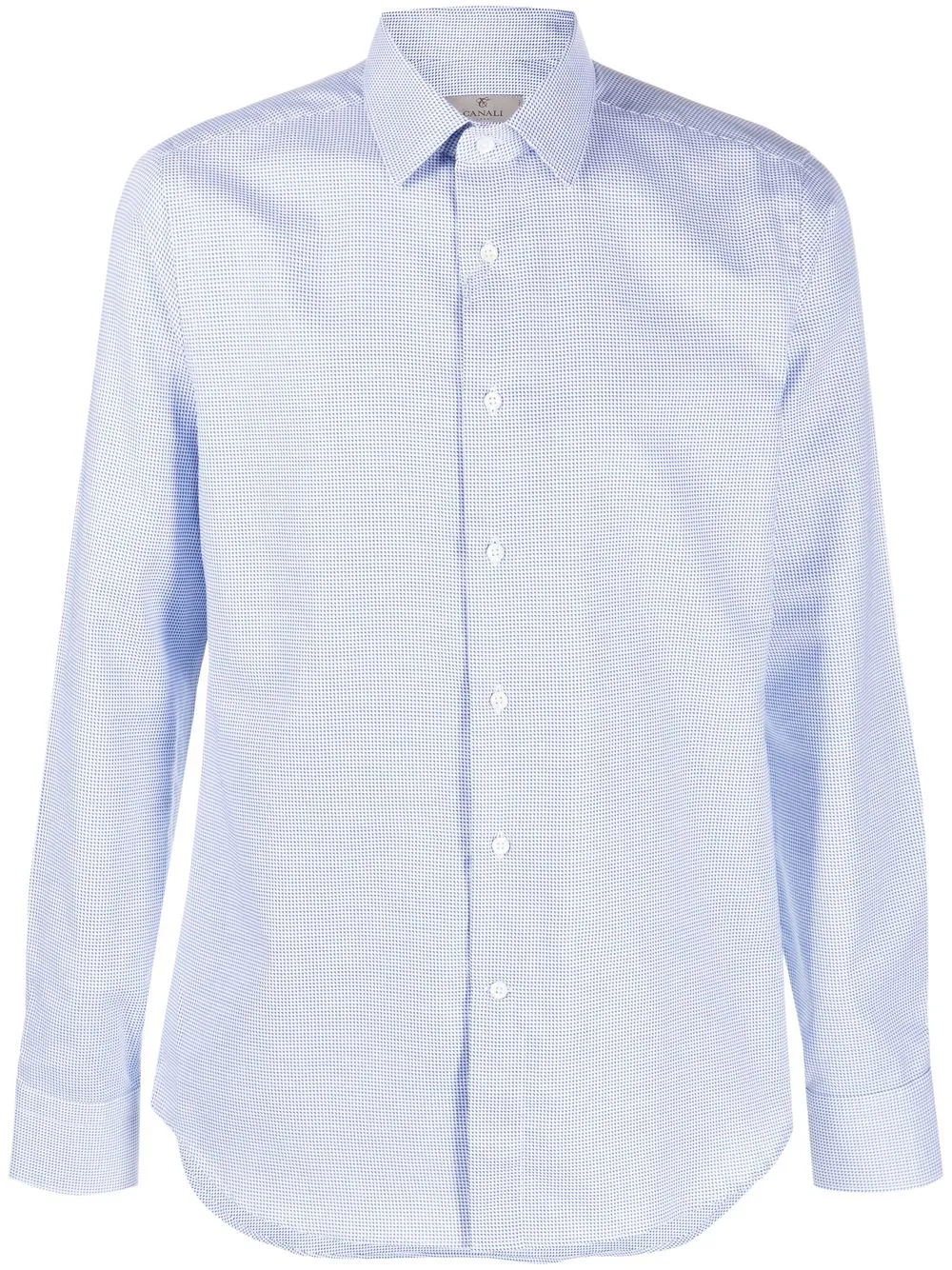 

Canali micro-check long-sleeve button-up shirt - Blue