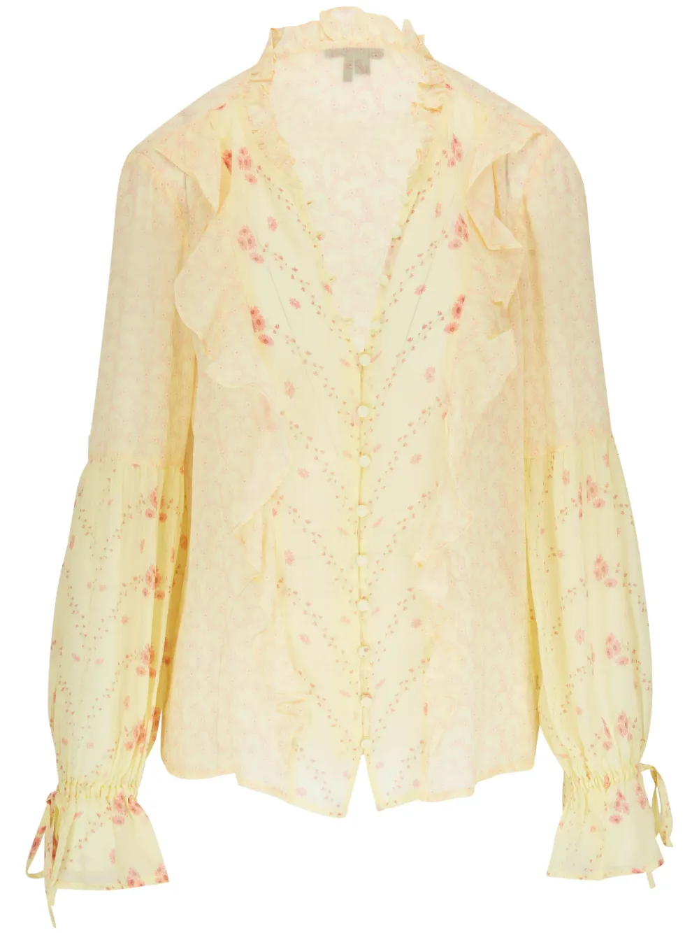 PAIGE floral-print ruffled silk blouse - Yellow