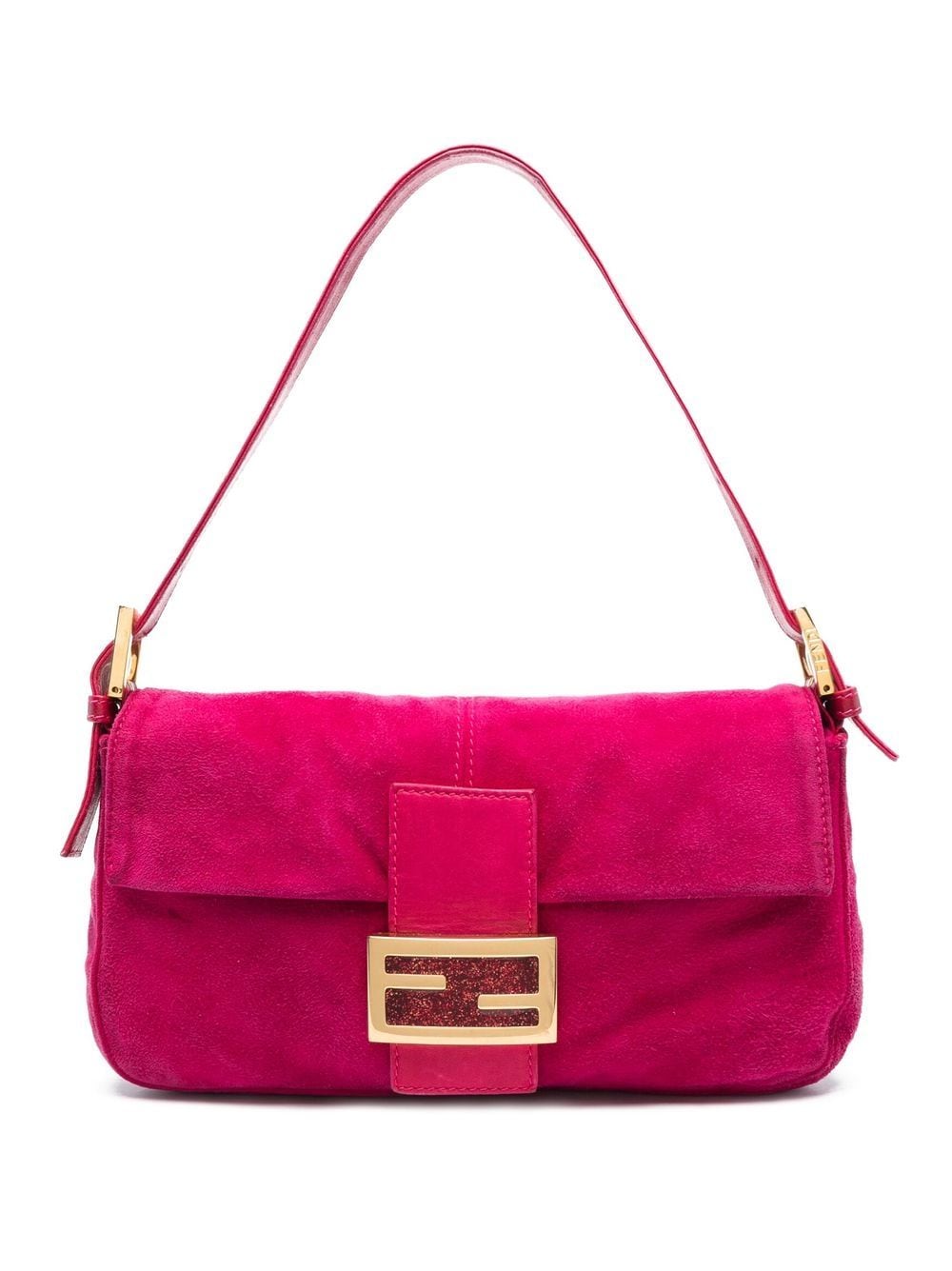 Fendi 2000s Green and Pink Leather Baguette · INTO