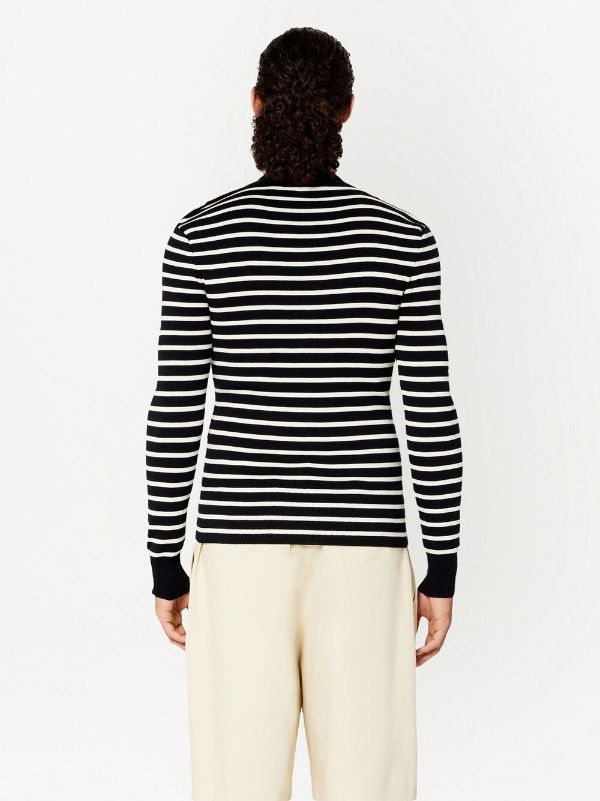 AMI Paris Striped button-shoulder Merino Jumper - Farfetch