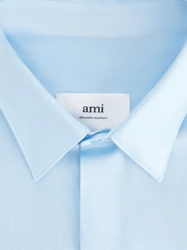 アミパリス AMI PARIS 青シャツ　長袖 Ami De Coeur クラシックシャツ カシミアブルー | AMI PARIS