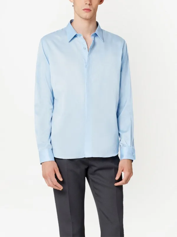 (正規品) アミパリス　ライトブルー Sky Blue/Natural White Boxy Fit Shirt | AMI PARIS