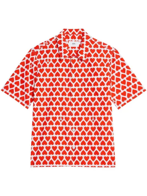 AMI Paris heart-print short-sleeve shirt