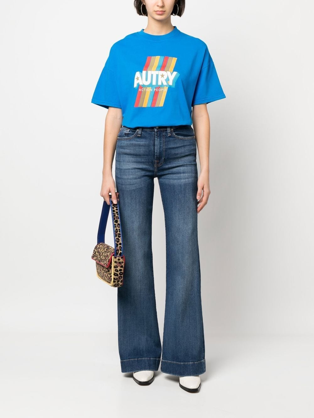 Shop Autry Logo-print Cotton T-shirt In Blue