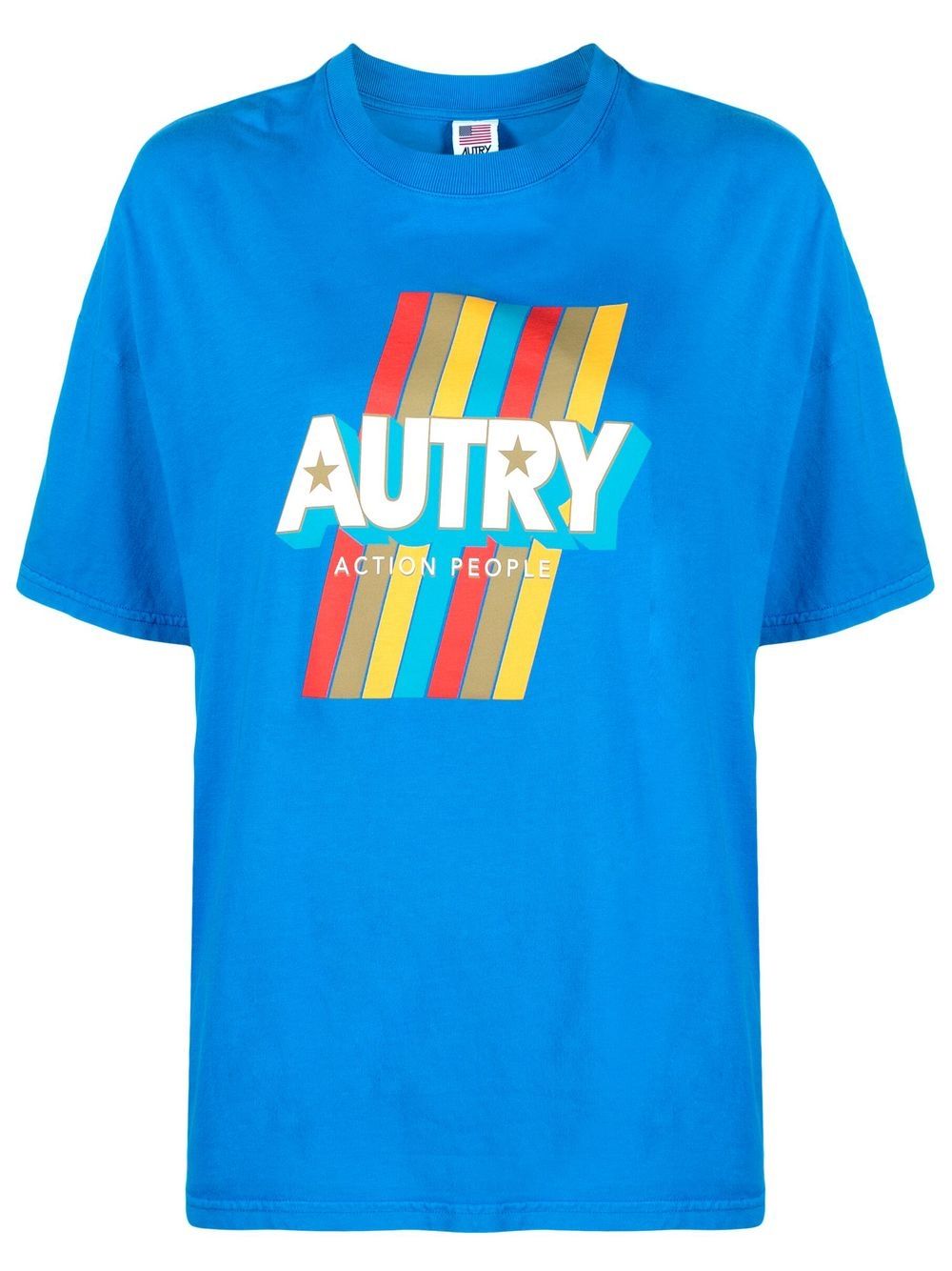 Shop Autry Logo-print Cotton T-shirt In Blue