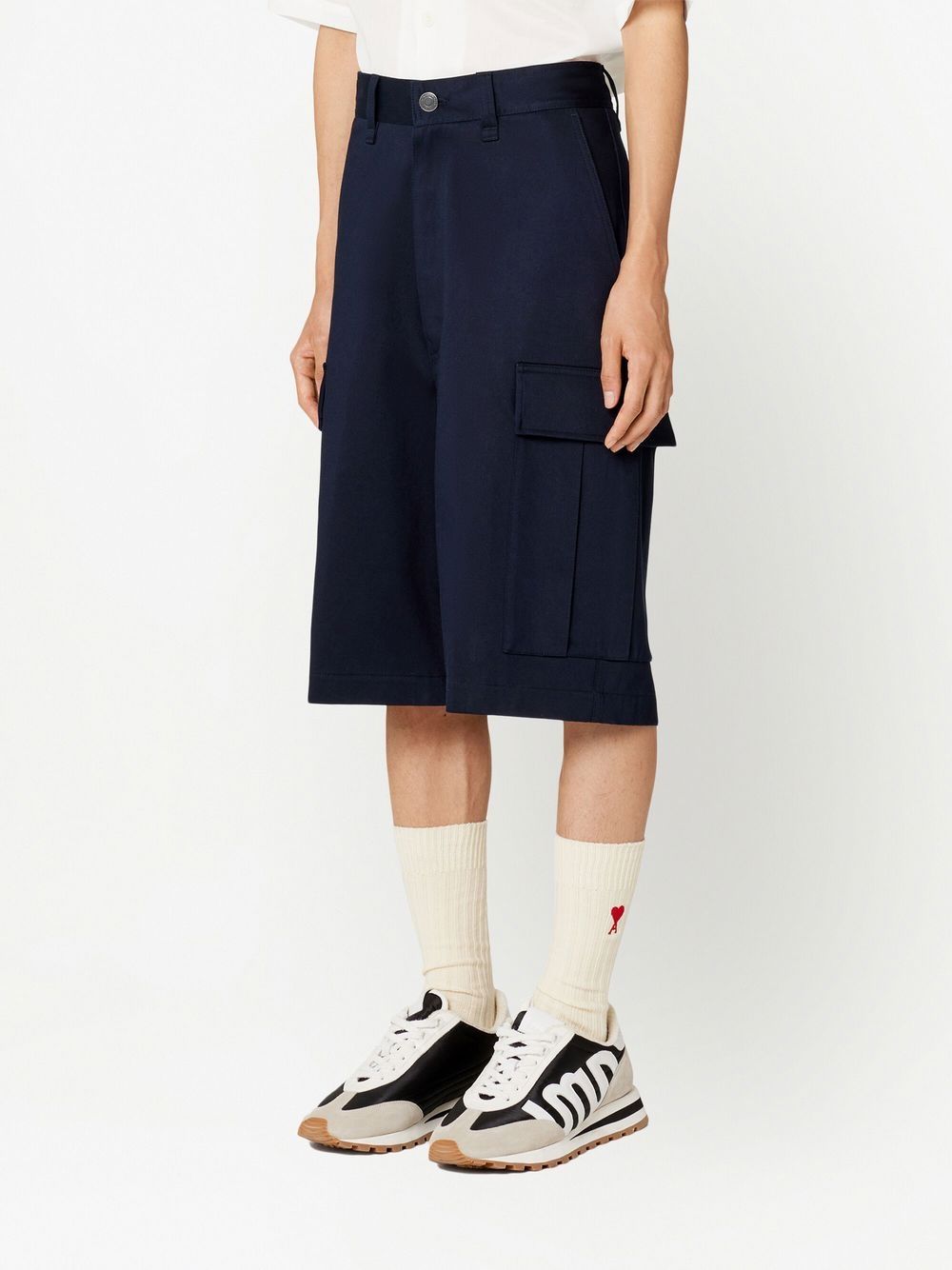 Shop Ami Alexandre Mattiussi Straight-leg Cargo Shorts In Blue