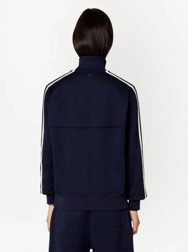 ★★AMI PARIS★★ Half Zip Knit Navy UKS633KN0022430 UKS633K AMI Paris Striped short-zip Pullover Sweatshirt | Blue