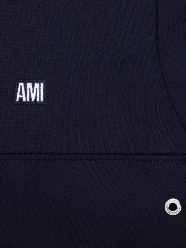 AMI Paris Striped short-zip Pullover Sweatshirt | Blue