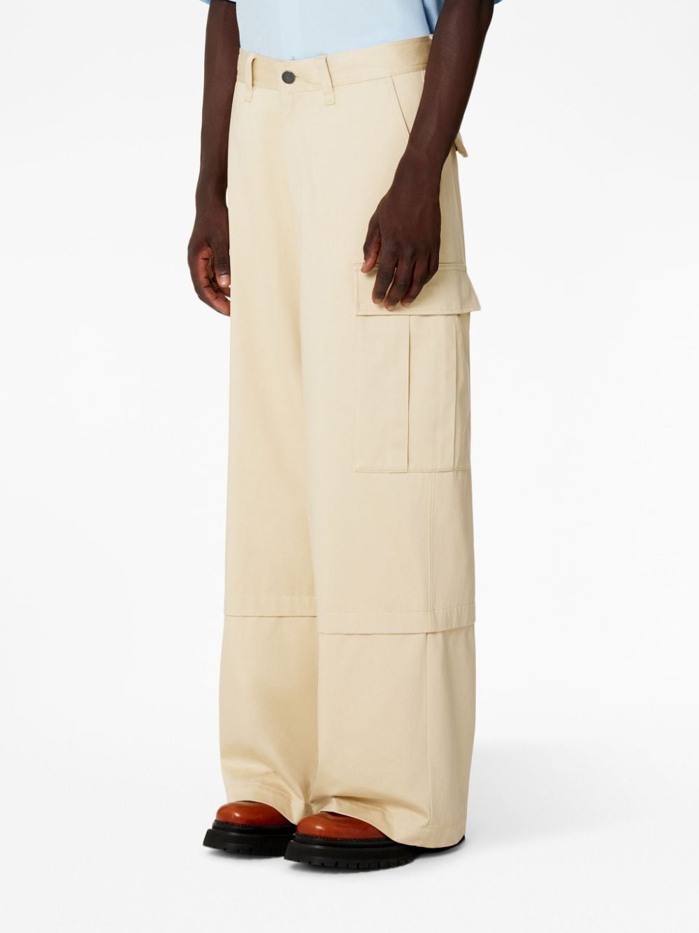 Shop Ami Alexandre Mattiussi Wide-leg Cargo Trousers In Neutrals