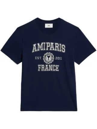 AMI Paris logo印花棉T恤- Farfetch