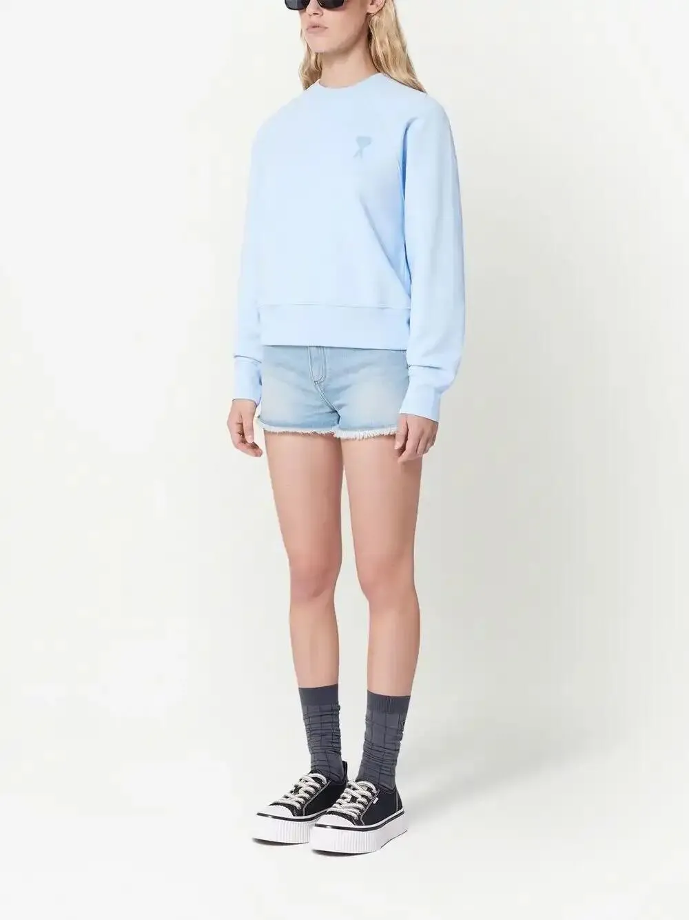AMI Paris Ami De Coeur crew-neck Sweatshirt | Blue | FARFETCH