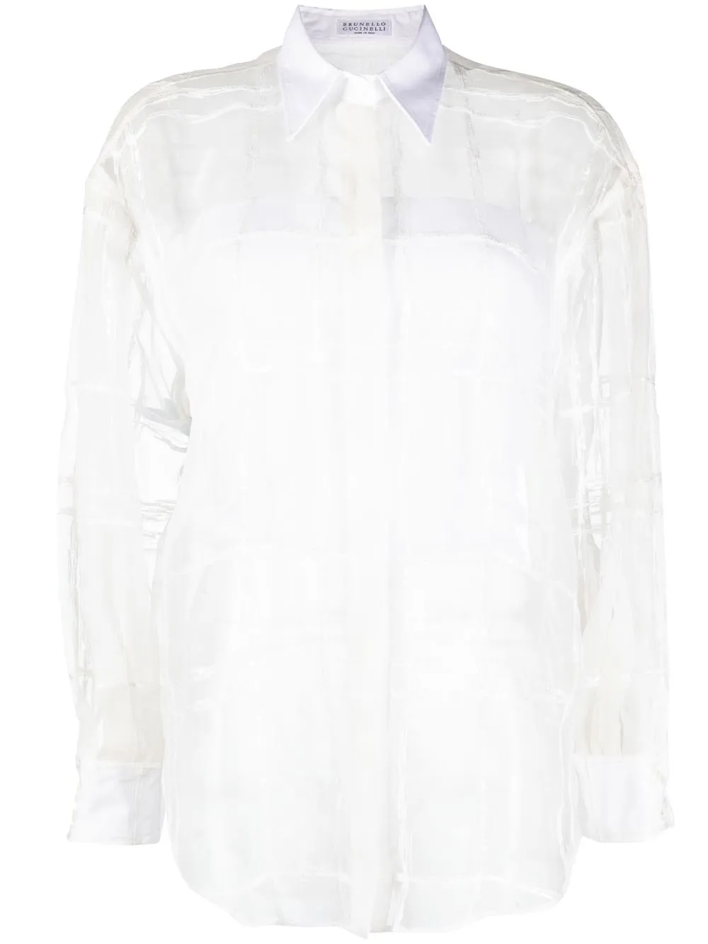 

Brunello Cucinelli blusa transparente con detalle de lentejuelas - Blanco