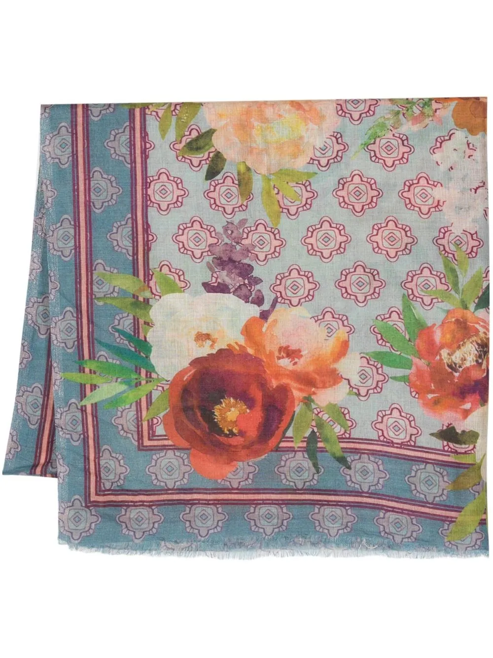 

Leathersmith of London graphic-print scarf - Blue