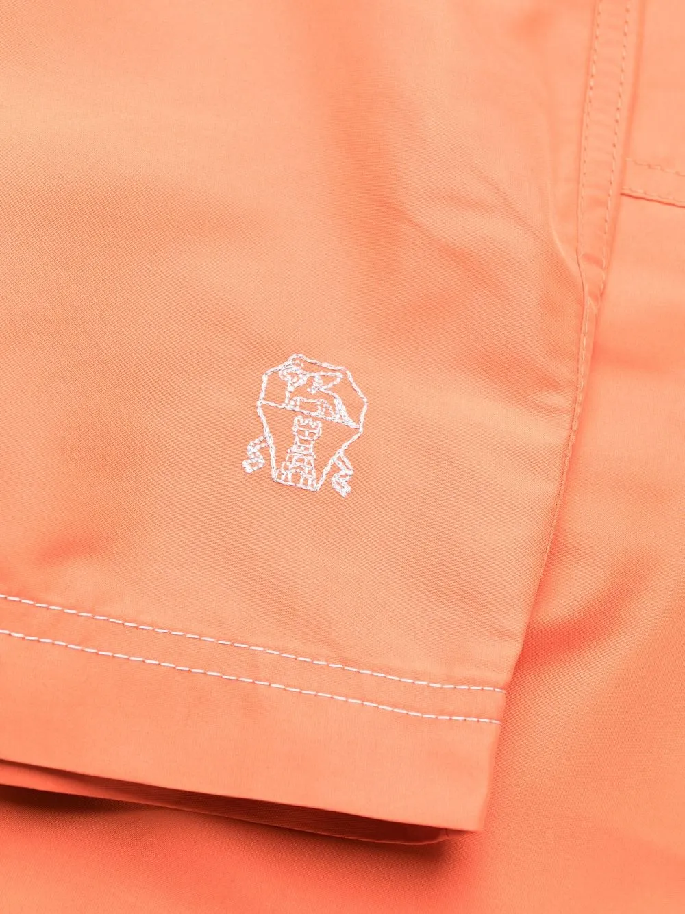 Brunello Cucinelli Elasticated Drawstring Swim Shorts In Orange