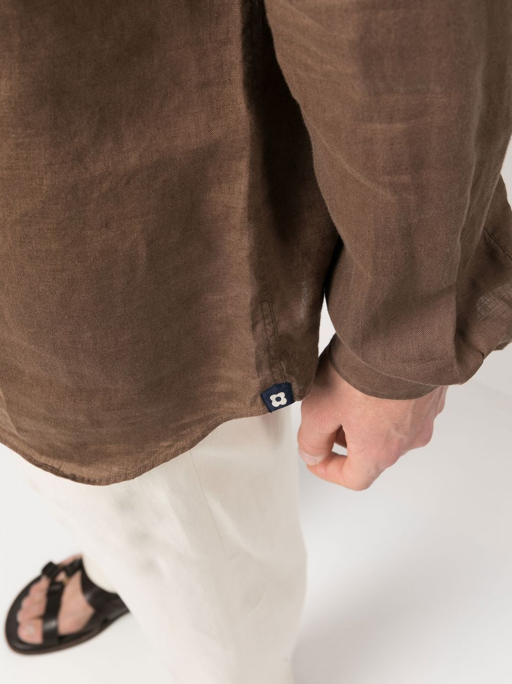 Shop Lardini Linen Polo-shirt In Brown