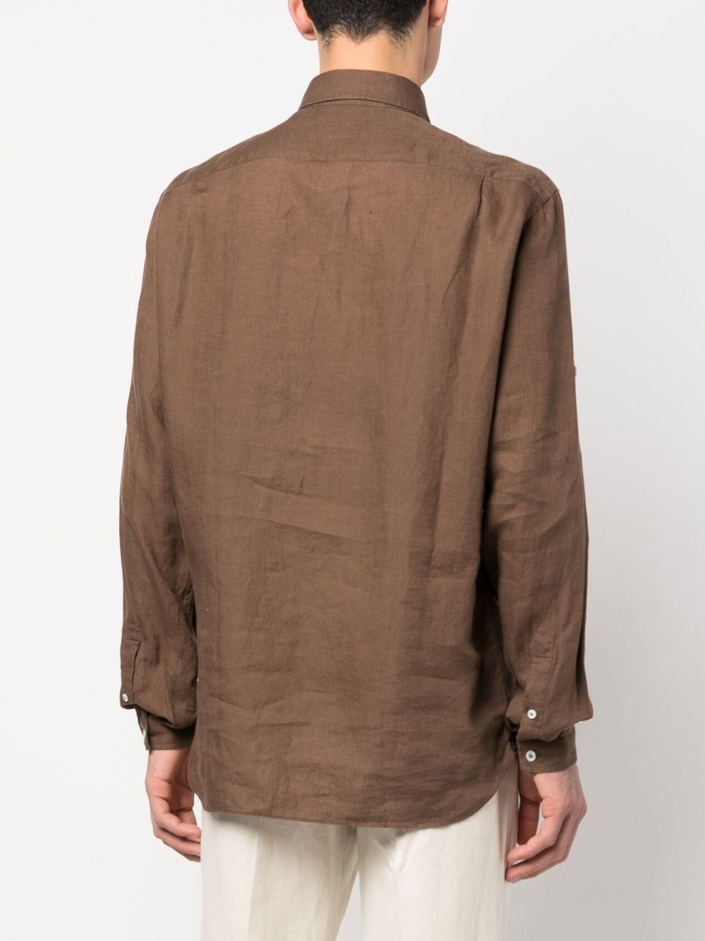 Shop Lardini Linen Polo-shirt In Brown