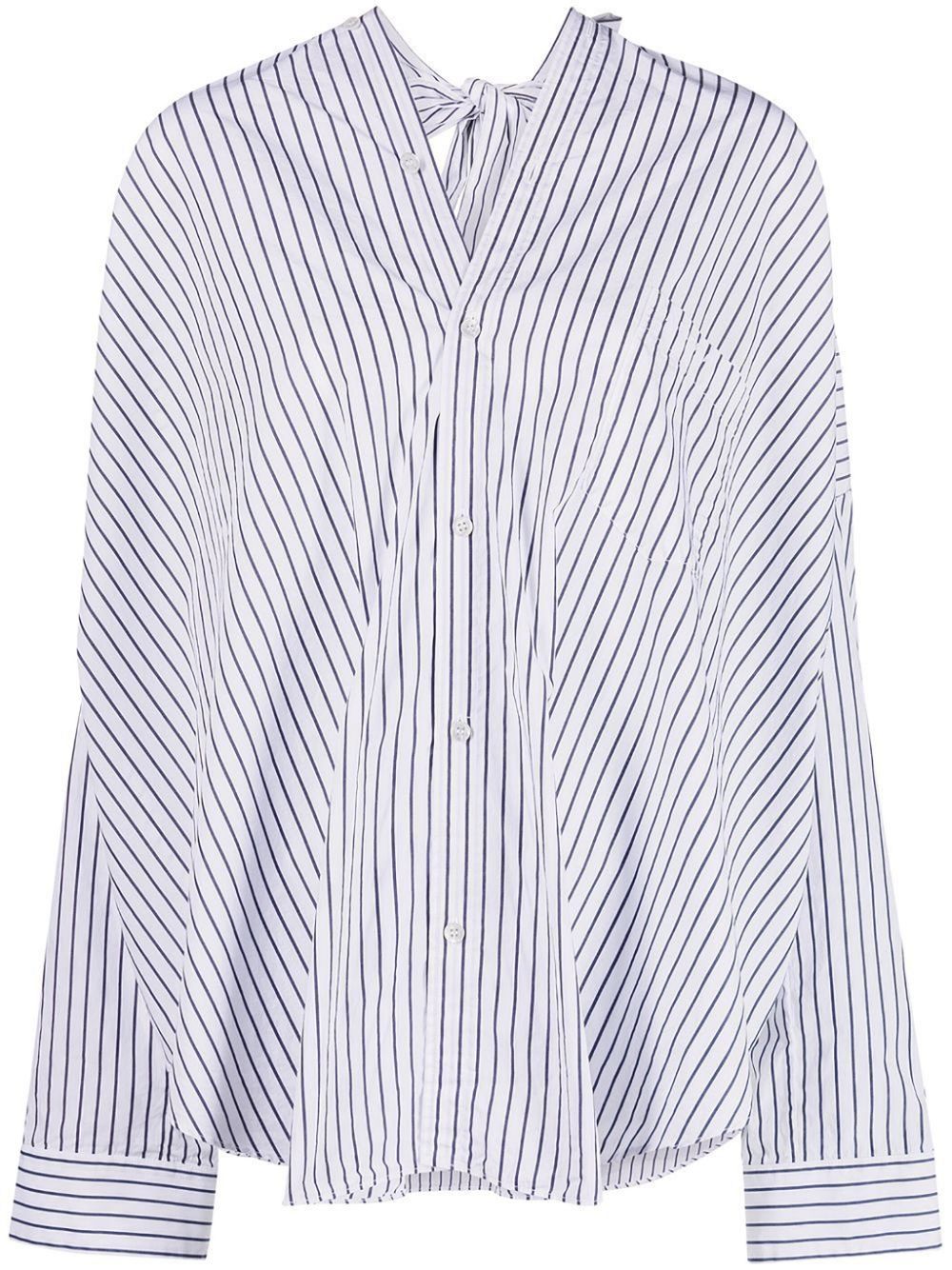 BALENCIAGA BOW-DETAIL STRIPED SHIRT