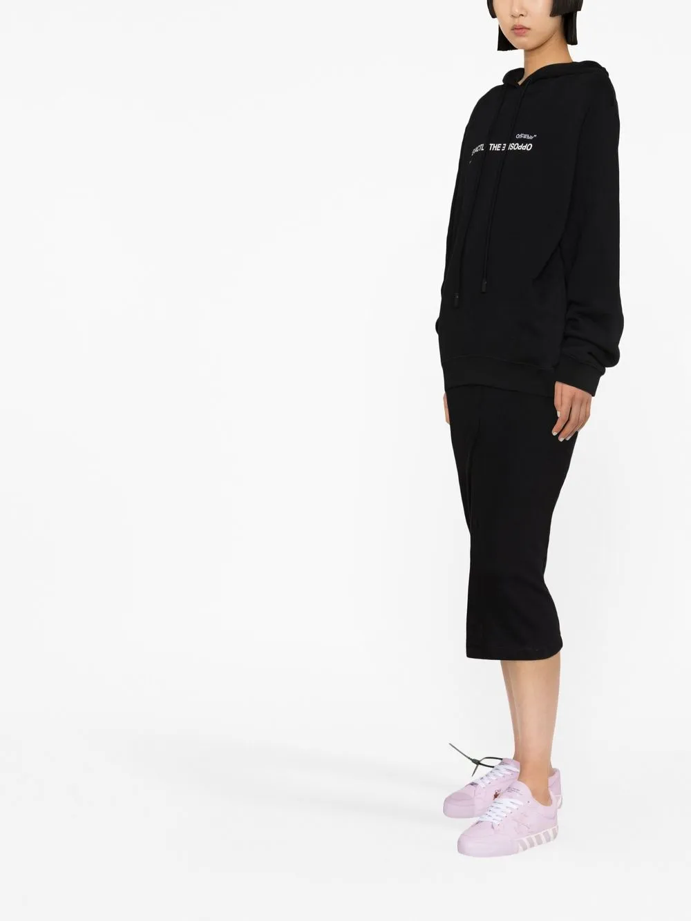 Off-white Slogan-print Drawstring Hoodie In Black