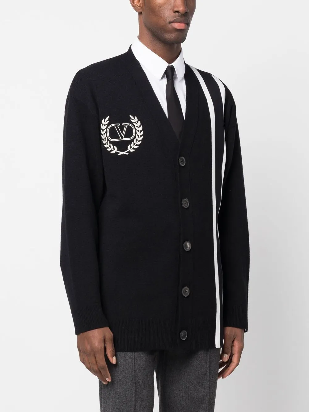 Shop Valentino Vlogo Signature Cardigan In Black