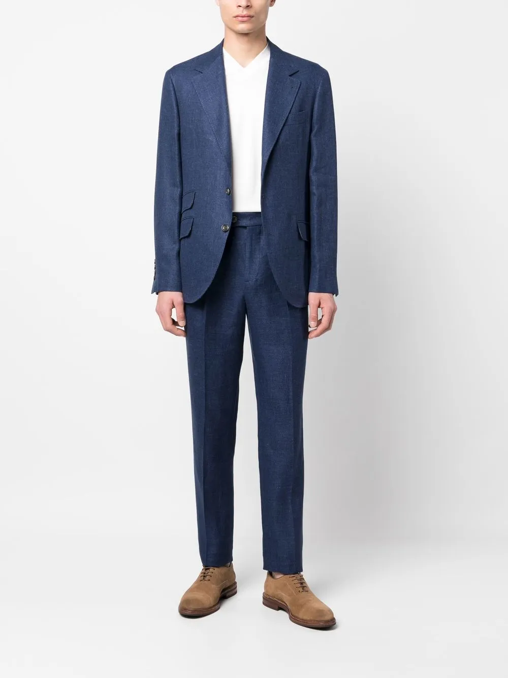 Shop Brunello Cucinelli Single-breasted Two-piece Suit In Blau